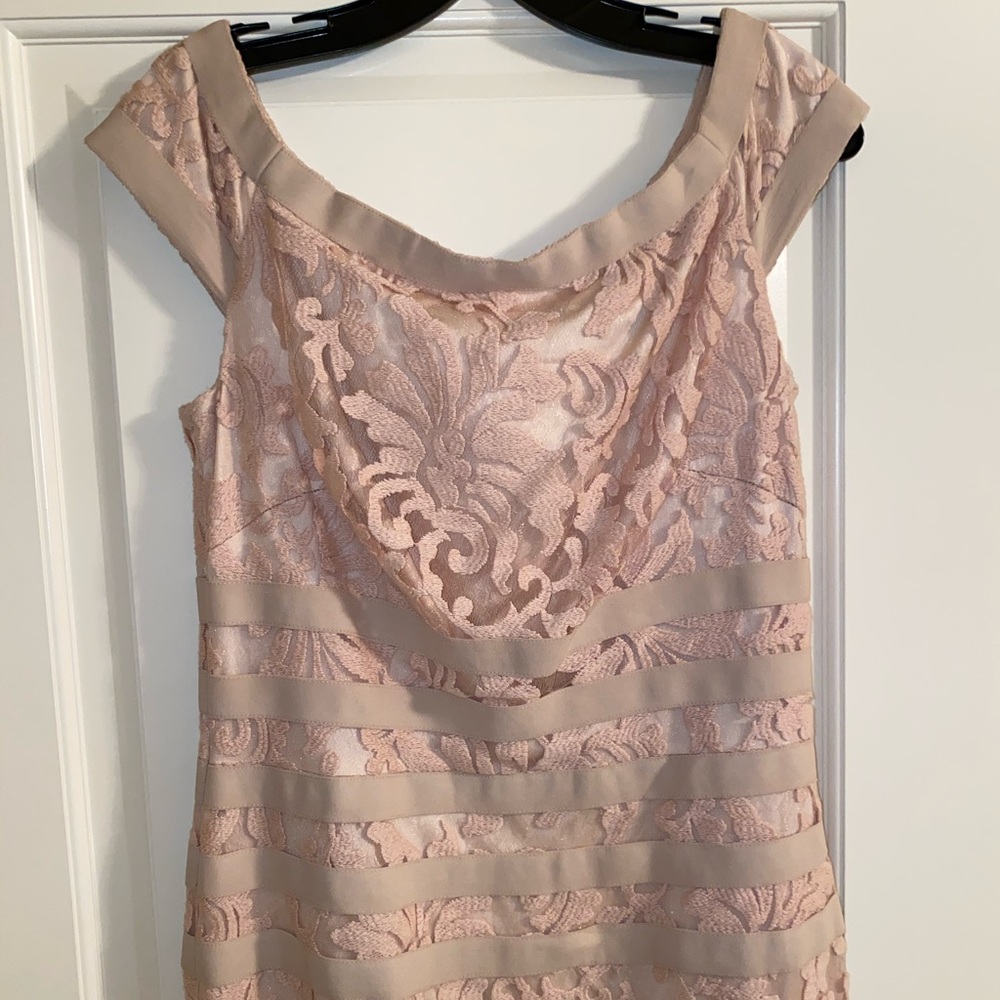 Tadashi Shoji Floor Length Nude Pink Gown